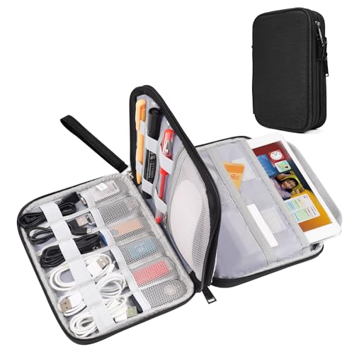 Qinntono Elektronischer Organizer Reisekabel-Zubehör-Tasche, wasserdichte elektronische Organizer-Tasche, elektronisches Zubehör Organizer Tasche für 7,9 Zoll iPad Mini, Powerbank, Ladegeräte, von Qinntono