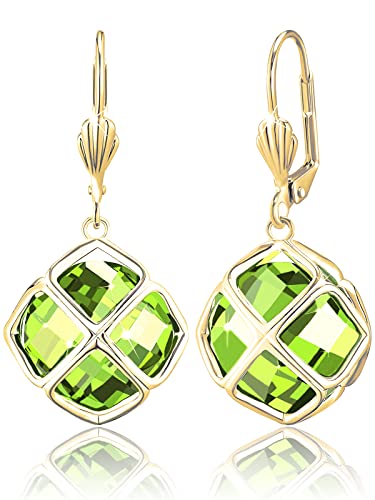 14 Karat vergoldete Kristall-Ohrringe für Damen, 38*17.8mm, Gelbgold, Peridot 14 Karat vergoldete Kristall-Ohrringe für Damen, 38*17.8mm, Gelbgold, Peridot von Qinpan