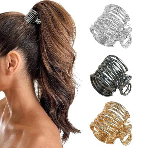 Hohe Pferdeschwanzklammern,3 PCS Metall Haarspangen Hohler Hoher Pferdeschwanzclip Hohen Fixieren Haarklauen Rutschfeste Haarklauen für Frauen Mädchen Dickes Langes Haar von Qinsky