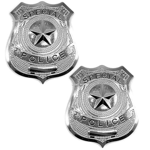 Qinsky Silver Polizeimarke Metall Polizeiabzeichen,2 Pcs Polizeimarke Polizei Metall Polizei Abzeichen Polizisten Abzeichen Dienstgrads Abzeichen für Halloween Karneval Dress Up Party Qinsky Silver Polizeimarke Metall Polizeiabzeichen,2 Pcs Polizeimarke Polizei Metall Polizei Abzeichen Polizisten Abzeichen Dienstgrads Abzeichen für Halloween Karneval Dress Up Party von Qinsky