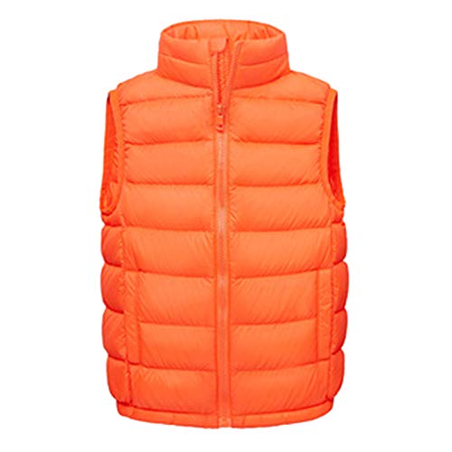 Daunenweste Kinder Mädchen Jungen Ultraleicht Steppweste Vest Ärmellos Daunenjacke Orange 120 von Qinuan