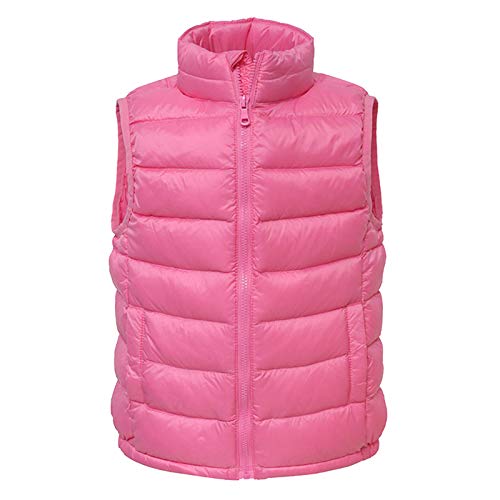 Daunenweste Kinder Mädchen Jungen Ultraleicht Steppweste Vest Ärmellos Daunenjacke Pink 140 von Qinuan