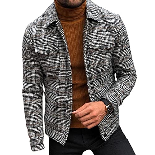Herren Trendy Plaid Print Revers Jacke Bequeme Lässige Vielseitige Temperament Jacke im europäischen und amerikanischen Stil L von Qinvern
