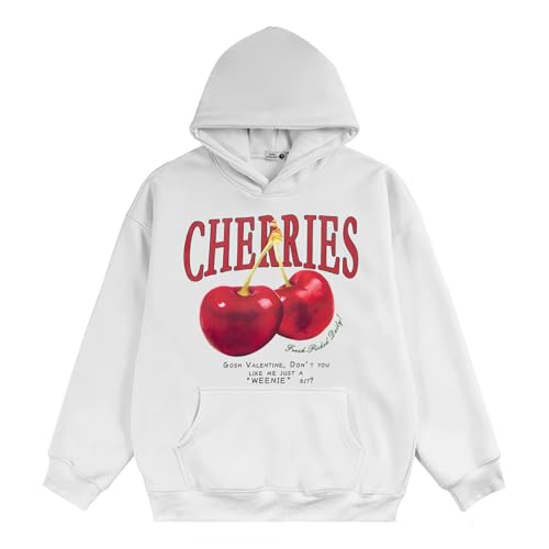 Qiqilyly Oversized Vintage Hoodie Herren Mit Aufdruck Oversize Hoody Sweatshirt FüR MäNner Baggy Pullover Mit Kapuze Streetwear Hoodies Aesthetic Warm Kapuzenpullover(Weiß,S) von Qiqilyly