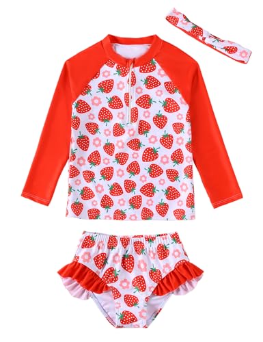 Qiraoxy Mädchen Badeanzug Langarm Bademode UV-Schutz Badeanzug Rashguard Mädchen Erdbeer-Badebekleidung 9-10 Jahre Qiraoxy Mädchen Badeanzug Langarm Bademode UV-Schutz Badeanzug Rashguard Mädchen Erdbeer-Badebekleidung 9-10 Jahre von Qiraoxy