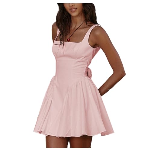 Damenkleid, Solides Mini-Sommerkleid, Rückenfreies Strandkleid, Solides Schleifenkleid, von Qiribati