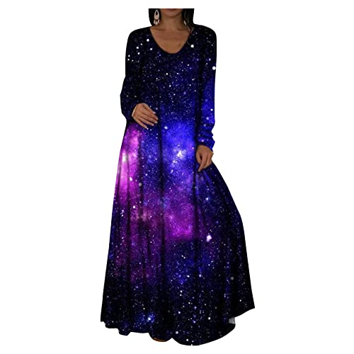 Qiribati Frauen 3D -druckkleid Plus -größe Kleider Lässig Langarm Maxi Kleid Glänzend Partykleid von Qiribati