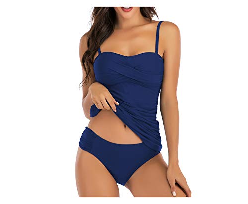 Qiribati Frauen-Badeanzug Verdrehte Vorderseite Tankini mit Rüschen Besetzt Geraffte Swimwear Bauch-Steuer von Qiribati