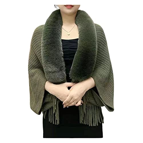 Qiribati Frauen Loser Schal Poncho Cape Faux Kragen Gestrickt von Qiribati