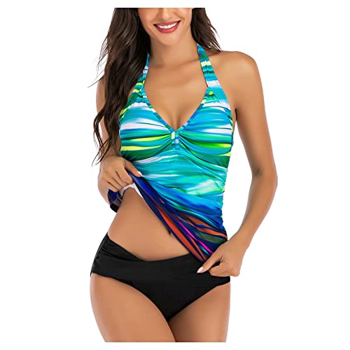 Qiribati Women -Gradient Tankini Badebekleidung Setzt Sexy Bikini Top und Cross Shorts Hlosterneck von Qiribati