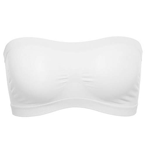 Qisen Trägerloser BH, Ladies Padded Strapless Soft Seamless Bandeau Bra, Bra Tube Top Bandeau Style Removable Padding Bra Seamless Stretch von Qisen