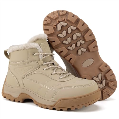 Qiucdzi Damen Schneestiefel mit Fellfutter warme Winterstiefel rutschfest für kaltes Wetter leicht Outdoor Knöchelstiefel von Qiucdzi