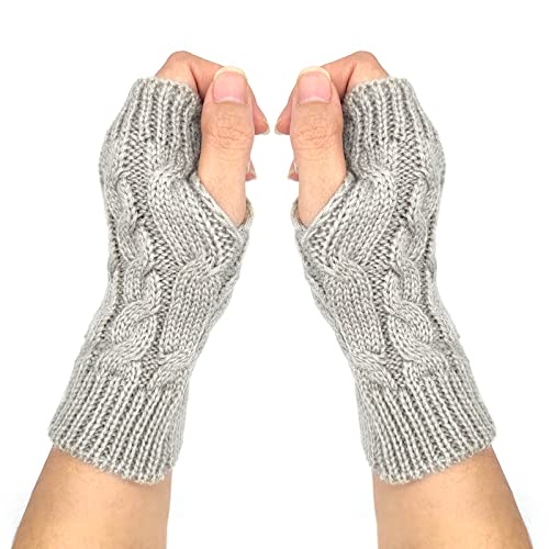 Qiuyan Mode Warm Weich Bequem Handgelenk Handschuhe Winter Fingerlose Handwärmer Frauen Mädchen Stilvolle Arm Handschuhe Fäustling Strick Häkeln Armstulpen mit Daumenloch für Arbeit Outdoor Geschenke, von Qiuyan