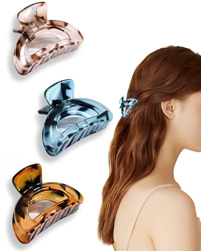 Haarklammern für Damen, mittlere Haarklammern für Mädchen, 4,5 cm, kleine Haarklammern, rutschfeste Clips für dünnes oder mitteldickes Haar (3 Stück) von Qivorimith