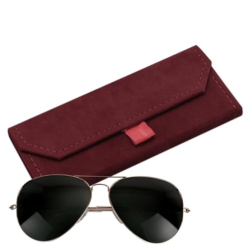 Qiwieod Faltbares Dreieckige Brillenetui, Tragbare Brillenbox Zum Falten, Soft Fluff Magnetverschluss Brillenetui Organizer, Magnetverschluss Tragbare Brillenbox, Leicht Design von Qiwieod