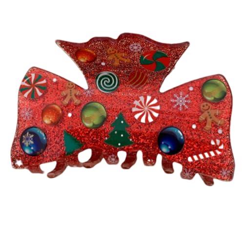 Qiwieod Haarklammern für Frauen, süße rote Haarklammern mit Strasssteinen,Bequeme Haarspangen mit weihnachtlichen Elementen | Christmas Elements Tragbarer Haarschmuck für Familie, Freunde, Kinder, von Qiwieod