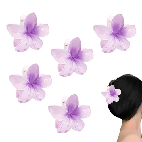 Qiwieod Haarspangen für Frauen,Blumen-Haarspange - 5 Stück Haarblumenklammern Haarspange,Tragbare Haarspange mit Blumenmuster, kleine Haarspangen für lockiges Haar, glattes Haar von Qiwieod