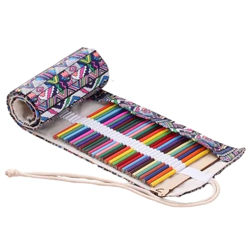 Qiwieod Pinseltasche Stiftrolle Für Gouachestift, Stiftetui Zum Aufrollen, Stiftetui Zum Aufrollen, Federmäppchen Mit 48 Fächern, Pinsel Tasche Malerei, Stiftetui, Bleistiftrollen Qiwieod Pinseltasche Stiftrolle Für Gouachestift, Stiftetui Zum Aufrollen, Stiftetui Zum Aufrollen, Federmäppchen Mit 48 Fächern, Pinsel Tasche Malerei, Stiftetui, Bleistiftrollen von Qiwieod
