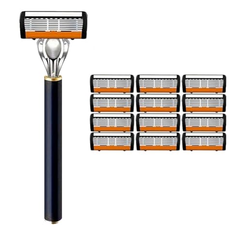 48-Teiliges Rasierer-Nachfüllset Für Herren Mit Kostenlosem Griff, Ultrascharfe Klingen Aus Edelstahl Für Eine Sanfte Rasur, Sicheres Griffdesign(12Pcs) von Qixfyze