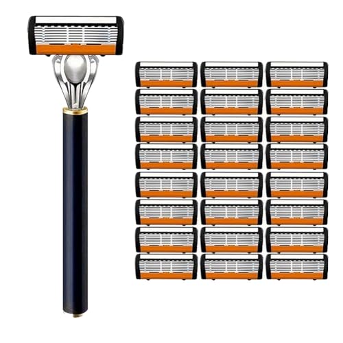 48-Teiliges Rasierer-Nachfüllset Für Herren Mit Kostenlosem Griff, Ultrascharfe Klingen Aus Edelstahl Für Eine Sanfte Rasur, Sicheres Griffdesign(24Pcs) von Qixfyze