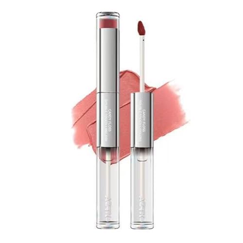 AZTK Doppelseitiger Lipgloss, Samtiger Lip Mud + Lipgloss für Damen, Zarter Matter Lippenstift Lippenstifte mit Glänzendem Gelee-Effekt, Lang Anhaltender Feuchtigkeitsspendender Lip Glaze(02#) von Qixfyze