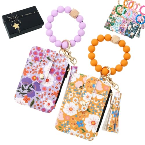 Boho Perlenarmband Schlüsselanhänger Geldbörsen Für Frauen(2pcs-c) von Qixfyze