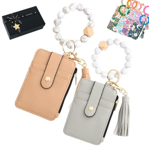 Boho Perlenarmband Schlüsselanhänger Geldbörsen Für Frauen(2pcs-h) von Qixfyze