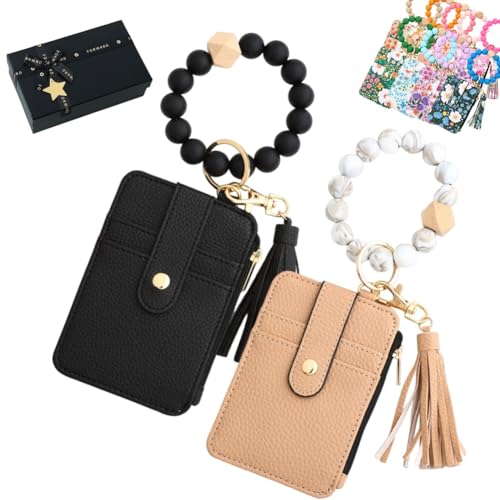 Boho Perlenarmband Schlüsselanhänger Geldbörsen Für Frauen(2pcs-j) von Qixfyze