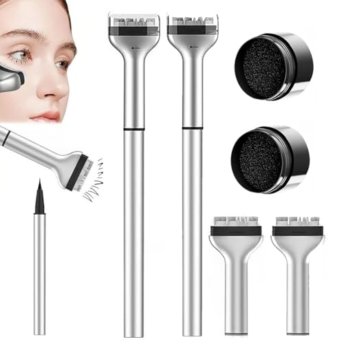 Bottom Eyelash Stamp, 2-in-1 Eyeliner & Lower Lash Stamp Set, Waterproof Bottom Lash Stamp Kit, Quick-Drying Stamp, Eye Makeup Tool with Ink, Natural Look for Make Up Beginner(2pcs Black) von Qixfyze