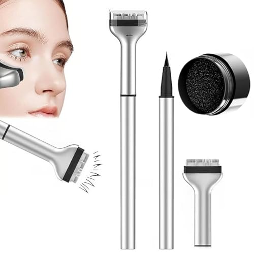 Bottom Eyelash Stamp, 2-in-1 Eyeliner & Lower Lash Stamp Set, Waterproof Bottom Lash Stamp Kit, Quick-Drying Stamp, Eye Makeup Tool with Ink, Natural Look for Make Up Beginner(Schwarz) von Qixfyze