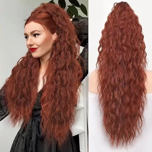 Clip In Extensions Pferdeschwanz, Klauen Clip Haarverlängerungen für Frauen, Synthetische Lange Haarteile mit Kordelzug, Lockiges Wellenhaarteil, Weiche Natürliche - Täglichen Gebrauch(02#,30in(76cm)) von Qixfyze