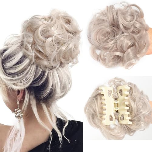 Dutt Haarteil mit Klammer, Messy Bun Haarteil Curly Hair Bun Haarspange mit Haarteil für Dickes Haar, Haarteile zum Einclipsen Weiche Synthetische Kunsthaarteile Frauen für Lockiges Haar(07#) von Qixfyze