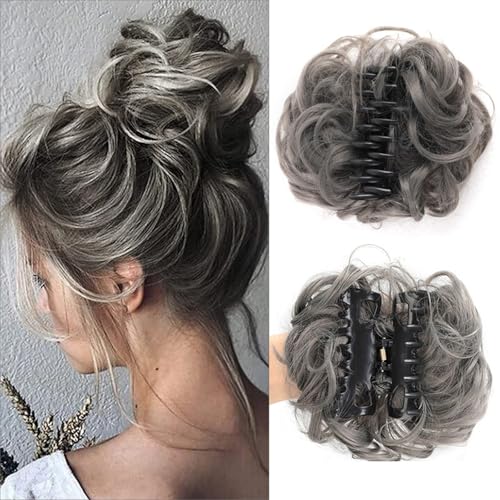 Dutt Haarteil mit Klammer, Messy Bun Haarteil Curly Hair Bun Haarspange mit Haarteil für Dickes Haar, Haarteile zum Einclipsen Weiche Synthetische Kunsthaarteile Frauen für Lockiges Haar(08#) von Qixfyze
