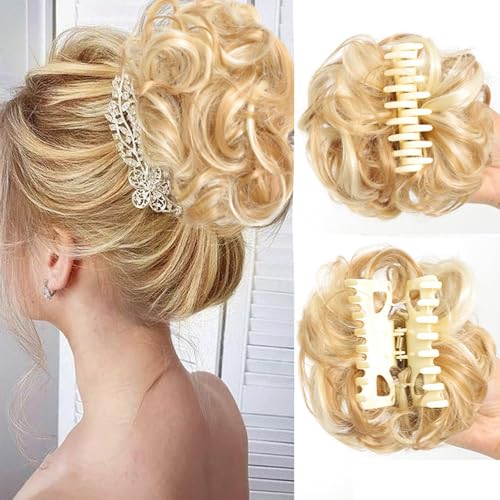 Dutt Haarteil mit Klammer, Messy Bun Haarteil Curly Hair Bun Haarspange mit Haarteil für Dickes Haar, Haarteile zum Einclipsen Weiche Synthetische Kunsthaarteile Frauen für Lockiges Haar(21#) von Qixfyze