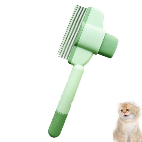 Fellblitz Bürste Katzen,Selbstreinigender Katzenkamm Mit Entriegelungsknopf,Knoten Verschütteten Kamm Verfilzte Haarentferner Für Lang- Und Kurzhaarpflege,Ein-Knopf-Reinigung(Grün) von Qixfyze