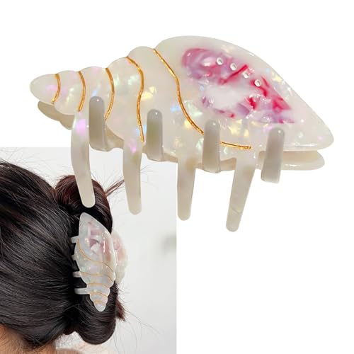 Haarspange aus Muschelschale, Muschel Krallenclip, Spiral-Muschel Krallenclip, Acetat-Haarspangen, Modische Krallen Clips For Frauen - for Lockiges Und Glattes Haar(Diamond Purple 9cm) von Qixfyze