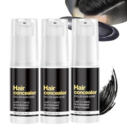 Hairfillup Hair Concealer Schwarz, Hair Fill Up Haar Concealer Männer, Wasserfest Haare Auffüllen Temporärer Grau Concealer Spray, Schweißfester Ansatz-Abdeckung(3PACK) von Qixfyze