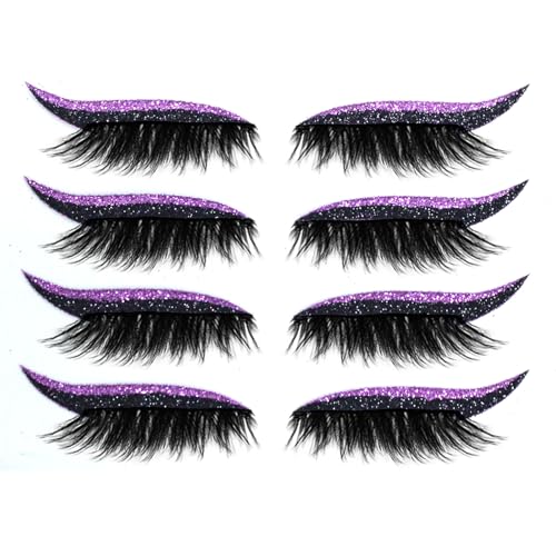 Lazy Eye Shadow Eyelash Patch, 4 Paar Lazy Eyeshadow Wimpernpatch, 2-in-1 Wiederverwendbare Lidschatten- und Wimpern Make-up Aufkleber, Natürlich und Wasserfest für Party Abschlussball(4 pairs of purp Lazy Eye Shadow Eyelash Patch, 4 Paar Lazy Eyeshadow Wimpernpatch, 2-in-1 Wiederverwendbare Lidschatten- und Wimpern Make-up Aufkleber, Natürlich und Wasserfest für Party Abschlussball(4 pairs of purp von Qixfyze