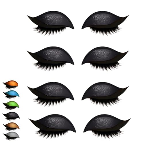 Lazy Eye Shadow Wimpernpflaster, 4/8 Paar Lidschatten-Wimpern-Make-up-Aufkleber, 2-in-1 Wiederverwendbare Augen-Make-up-Aufkleber, Lidschatten-Wimpern-Make-up-Aufkleber, Lazy Makeups-Tool(4*Black) von Qixfyze