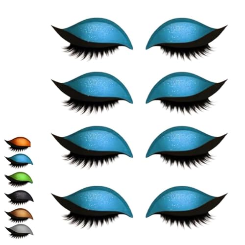 Lazy Eye Shadow Wimpernpflaster, 4/8 Paar Lidschatten-Wimpern-Make-up-Aufkleber, 2-in-1 Wiederverwendbare Augen-Make-up-Aufkleber, Lidschatten-Wimpern-Make-up-Aufkleber, Lazy Makeups-Tool(4*Blue) von Qixfyze