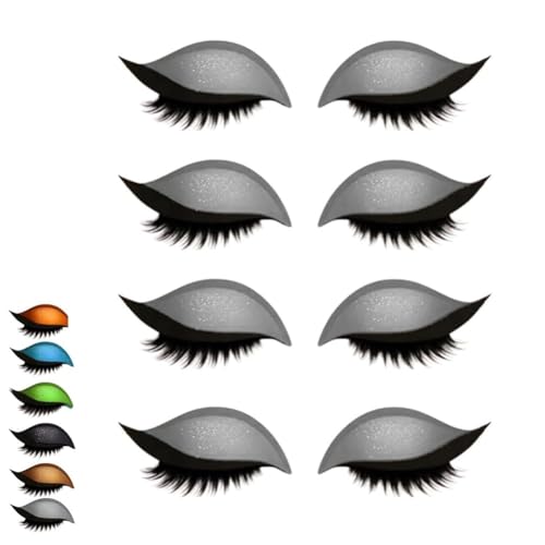 Lazy Eye Shadow Wimpernpflaster, 4/8 Paar Lidschatten-Wimpern-Make-up-Aufkleber, 2-in-1 Wiederverwendbare Augen-Make-up-Aufkleber, Lidschatten-Wimpern-Make-up-Aufkleber, Lazy Makeups-Tool(4*Gray) von Qixfyze
