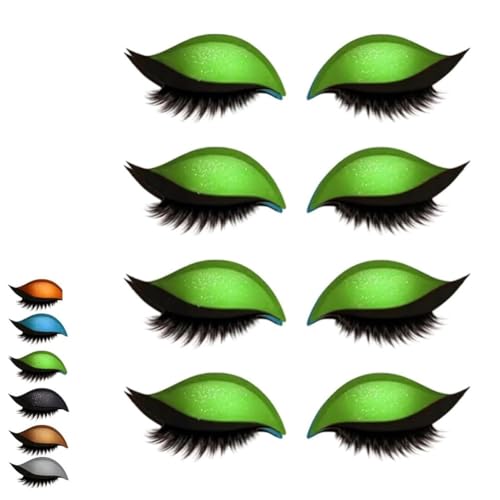 Lazy Eye Shadow Wimpernpflaster, 4/8 Paar Lidschatten-Wimpern-Make-up-Aufkleber, 2-in-1 Wiederverwendbare Augen-Make-up-Aufkleber, Lidschatten-Wimpern-Make-up-Aufkleber, Lazy Makeups-Tool(4*Green) von Qixfyze