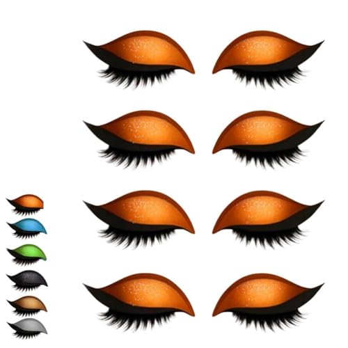 Lazy Eye Shadow Wimpernpflaster, 4/8 Paar Lidschatten-Wimpern-Make-up-Aufkleber, 2-in-1 Wiederverwendbare Augen-Make-up-Aufkleber, Lidschatten-Wimpern-Make-up-Aufkleber, Lazy Makeups-Tool(4*Orange) von Qixfyze