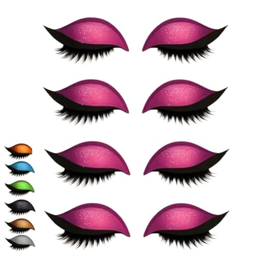 Lazy Eye Shadow Wimpernpflaster, 4/8 Paar Lidschatten-Wimpern-Make-up-Aufkleber, 2-in-1 Wiederverwendbare Augen-Make-up-Aufkleber, Lidschatten-Wimpern-Make-up-Aufkleber, Lazy Makeups-Tool(4*Pink) von Qixfyze