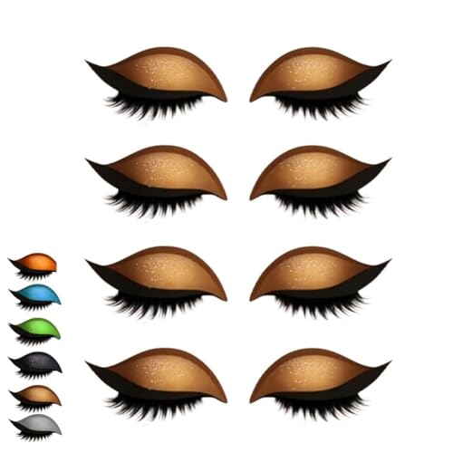 Lazy Eye Shadow Wimpernpflaster, 4/8 Paar Lidschatten-Wimpern-Make-up-Aufkleber, 2-in-1 Wiederverwendbare Augen-Make-up-Aufkleber, Lidschatten-Wimpern-Make-up-Aufkleber, Lazy Makeups-Tool(4*Yellow) von Qixfyze
