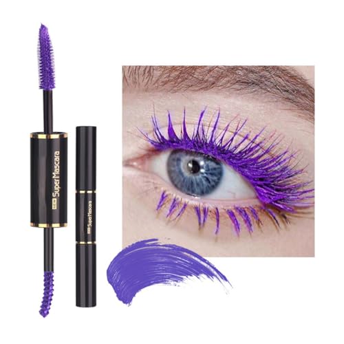 Mascara Doppelkopf Wasserfest, Farbige Wimperntusche Volumen Und Länge, Langanhaltendes Mascara Set - Kreieren Sie Ein Bezauberndes 3D-Augen-Make-up(02#PURPLE) von Qixfyze