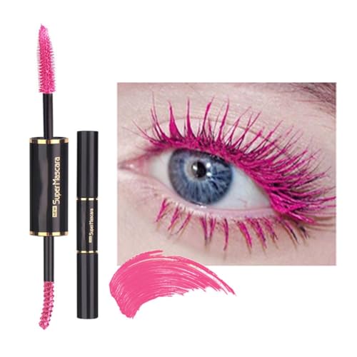 Mascara Doppelkopf Wasserfest, Farbige Wimperntusche Volumen Und Länge, Langanhaltendes Mascara Set - Kreieren Sie Ein Bezauberndes 3D-Augen-Make-up(06#PINK) von Qixfyze