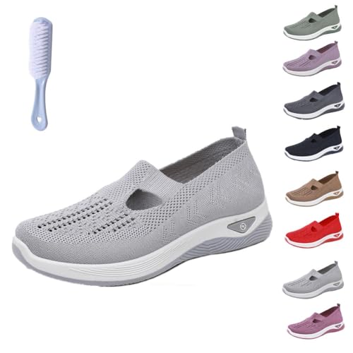 Qixfyze Atmungsaktive, rutschfeste Sommerschuhe for ältere Menschen Mit Weicher Sohle, Lässige Orthopädische Lauflernschuhe(Gray,37) von Qixfyze