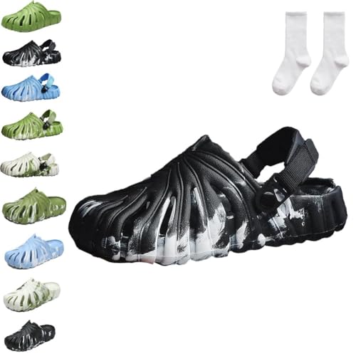 Qixfyze Bunte Monstera-Schuhe Für Damen Und Herren, Sommer-Hausschuhe Mit Monstera-Blattmuster, Rutschfeste, Leichte Pantoletten(#B,44/45) von Qixfyze