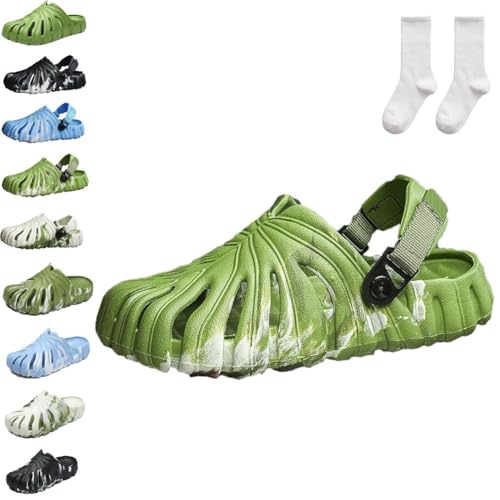 Qixfyze Bunte Monstera-Schuhe Für Damen Und Herren, Sommer-Hausschuhe Mit Monstera-Blattmuster, Rutschfeste, Leichte Pantoletten(#D,40/41) von Qixfyze